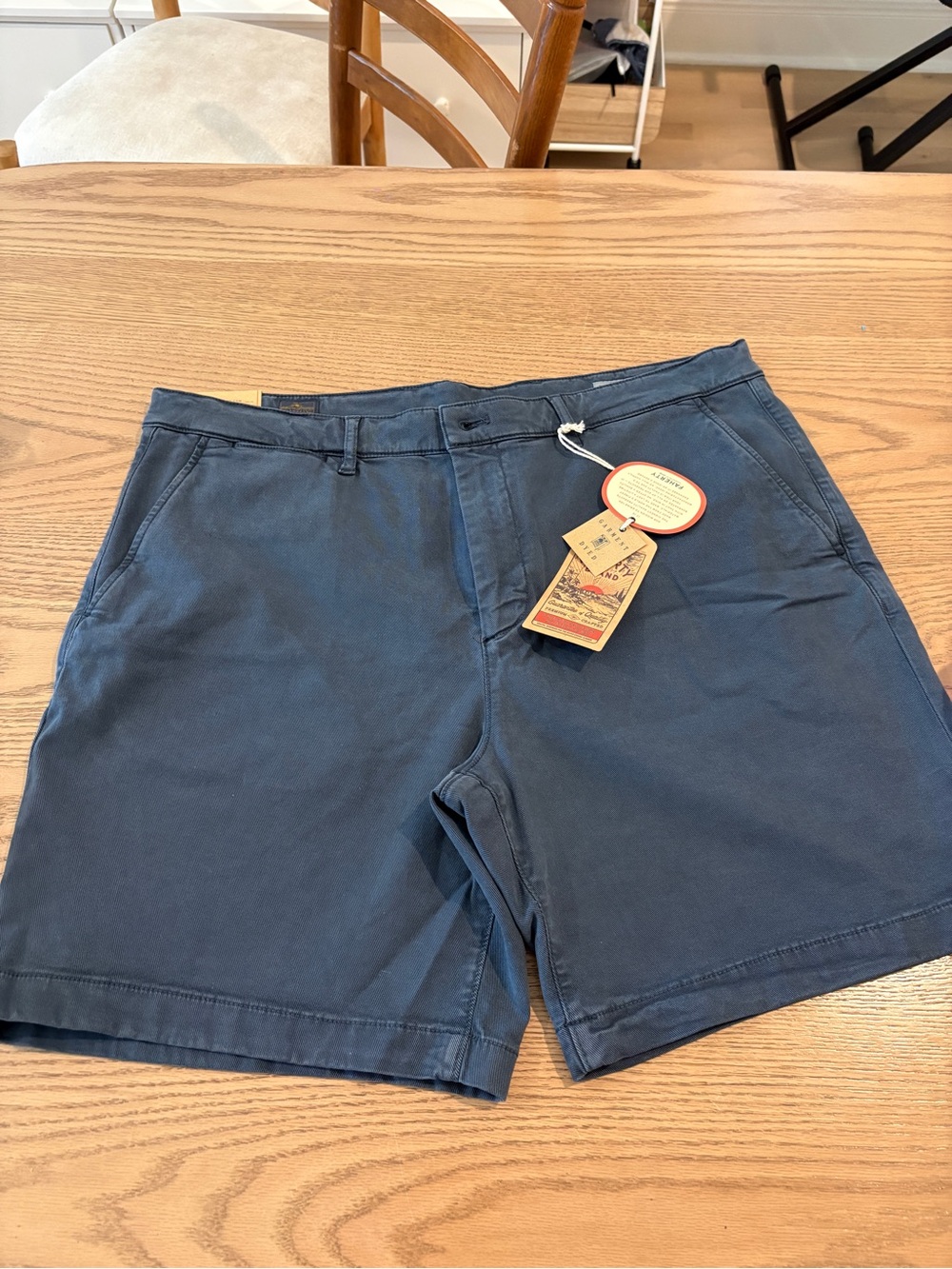 Faherty Navy Flat-Front Cotton Shorts
